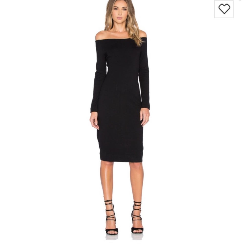 L’AGENCE OFF THE SHOULDER BLACK DRESS